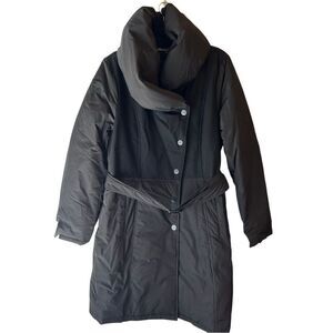 Kenneth Cole belted Mixed Media Down Feather puffer coat XL minimalist career
